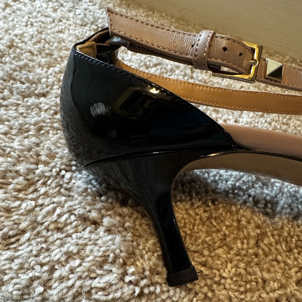 Valentino Black and Tan Studded Slingback Heels - Picture 7 of 7